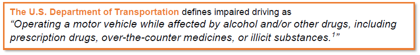 us dept of transportation definition of impaired driving