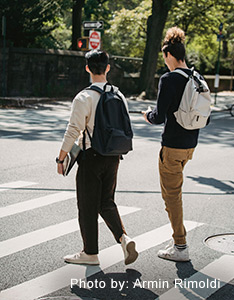 Pedestrians crossing a road - by armin rimoldi